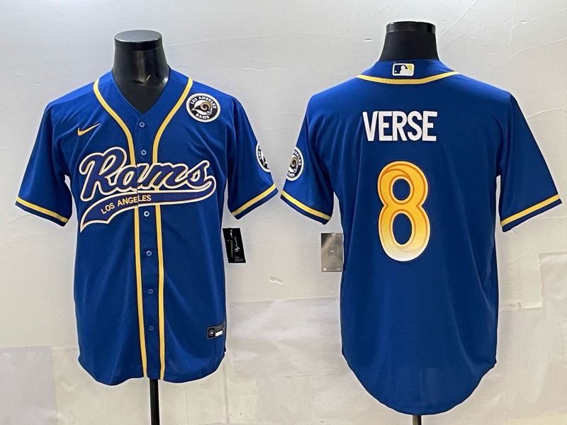 Men Los Angeles Rams 8 Verse Blue Joint Name Nike 2025 Limited NFL Jersey style 04